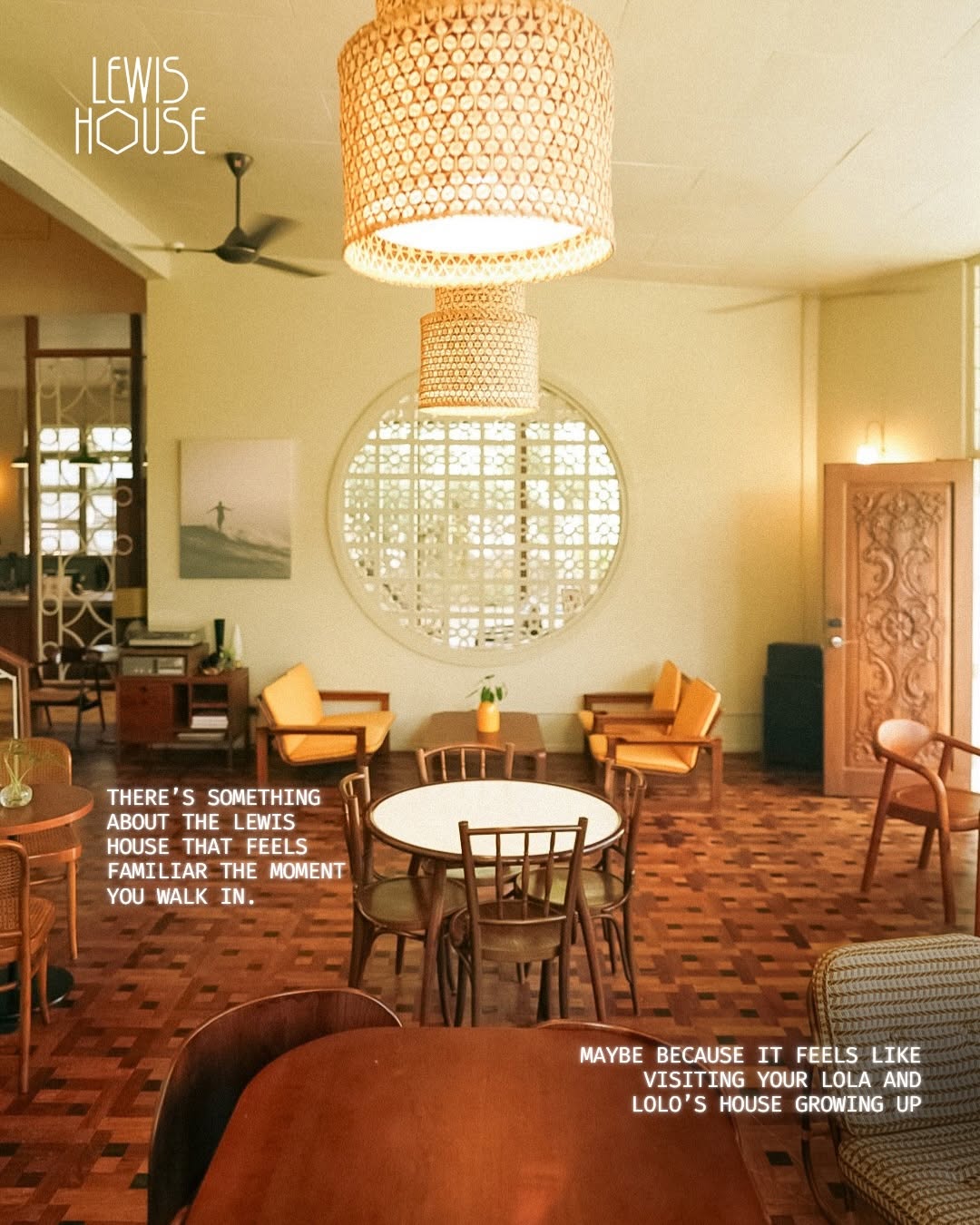 Cafe dining area with round window